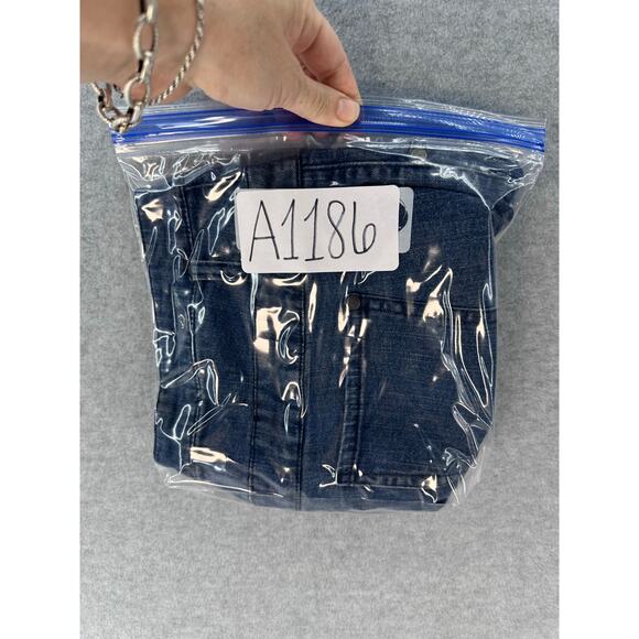 Mossimo Supply Co Junior sz 17 High Waisted Button Up Denim Shorts Cuffed Sailor - Picture 7 of 7